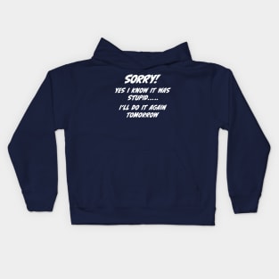 Sorry. Yes it was stupid and I'll do it again tomorrow or repeat offender Kids Hoodie